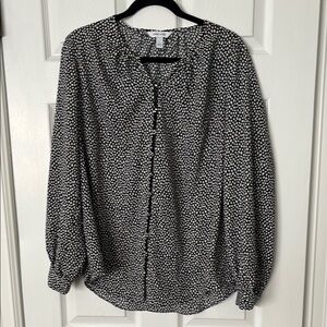 Nine West Black and White Button Down Shirt